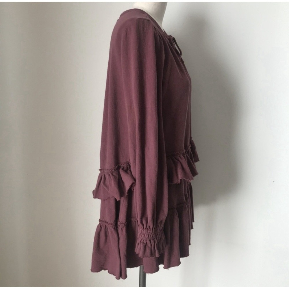 Free People Sz Sm Midsummer Night Long Sleeve Ruffle‎ Mini Dress Party RARE - Picture 6 of 9